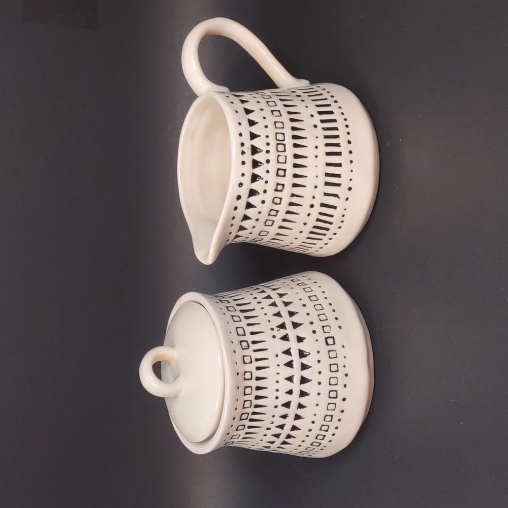 Connections Boho Tribal Cream and Sugar Bowl Set